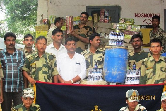 SDM Sonamura, BSF, Police joint operation seizes huge Contrabands, Phensedyls, Firecrackers worth Rs 18 Lakhs